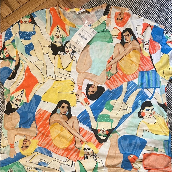Zara Multicolor Artistic Print Women’s Tee - Picture 1 of 4